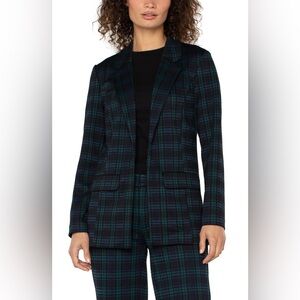 NWT Liverpool Plaid Boyfriend Blazer Casual Stretch Office Wear Cuffed Winter